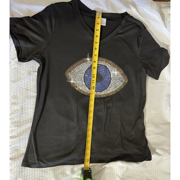 Women's T-Shirt 2D Print Evil Eye No Reinstones Short Sleeve Medium Size - Picture 8 of 13